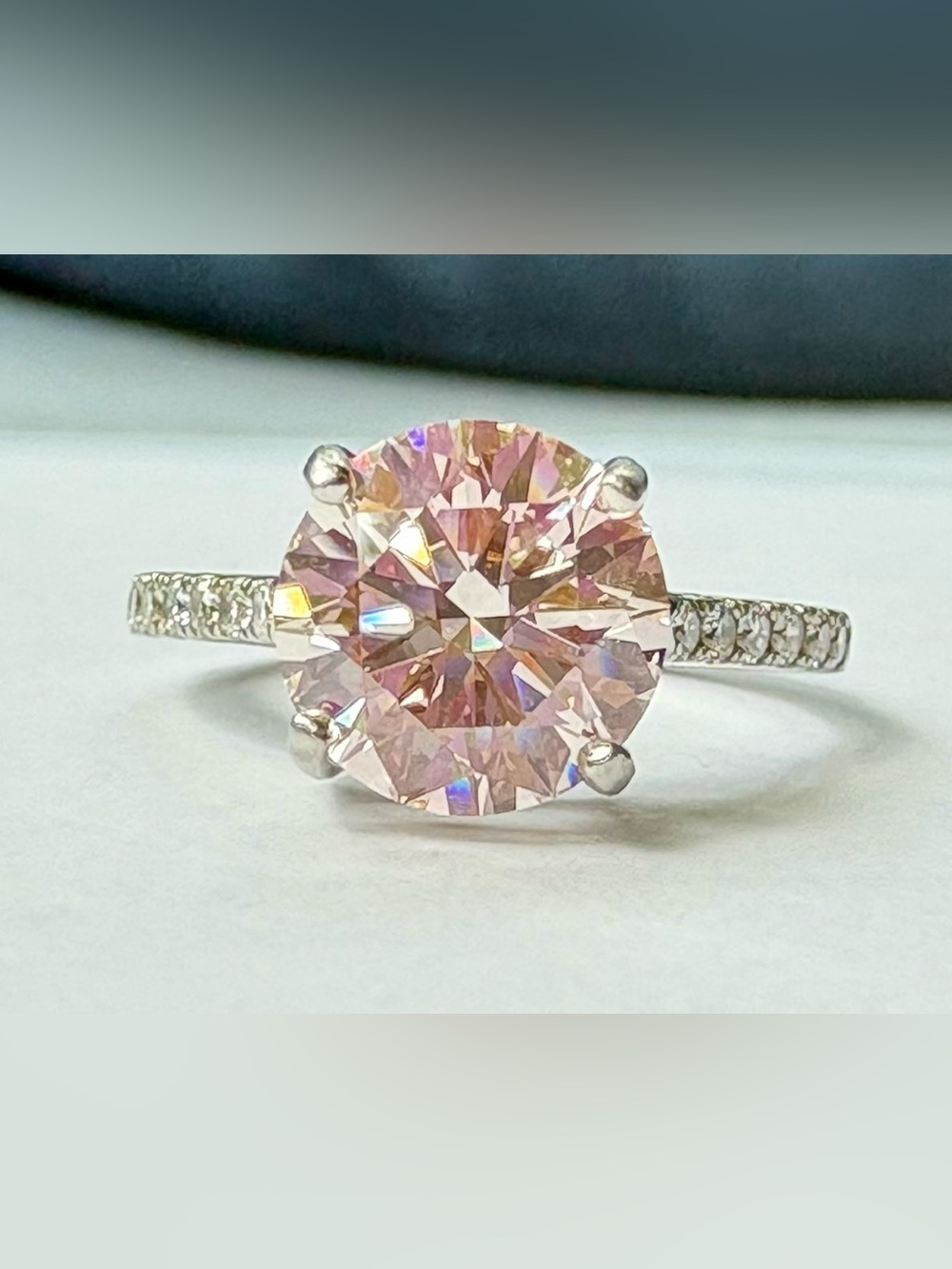 2.94 CTW IGI Certified Lab Grown Fancy Pink Diamond Platinum Ring-2.67 CT Center